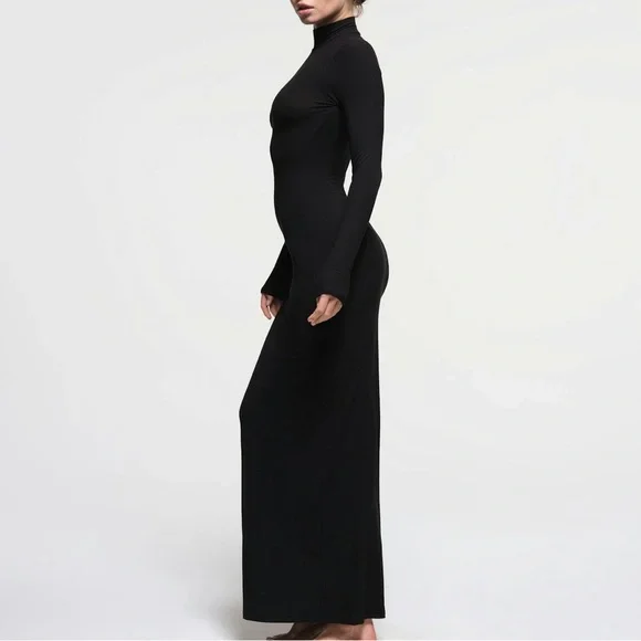 Onyx SKIMS Soft Lounge Turtleneck Mock Neck Long Sleeve Dress Size XS & 2X NWT - Picture 2 of 9
